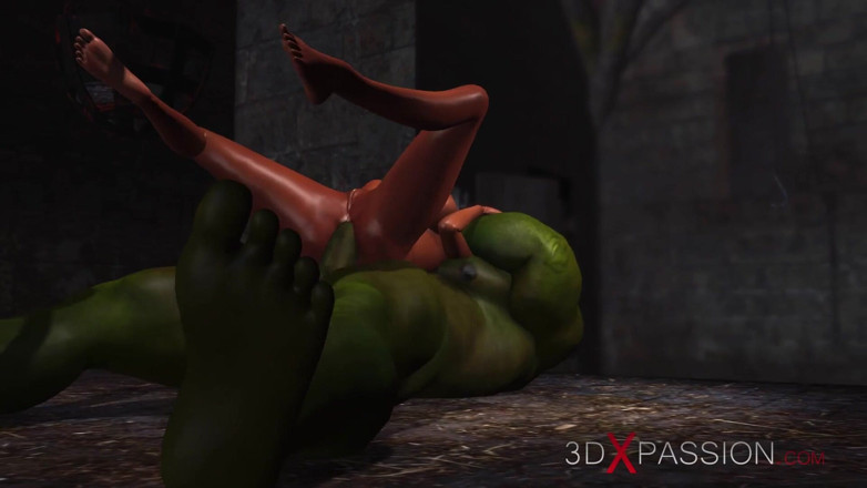 3dxpassion: Young anal sex slave gets fucked by a big green...