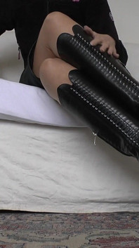 Black Corset Leather Boots, Cross Your Legs, JOI Ruined Orgasm and Normal Orgasm Lady Victoria Valente