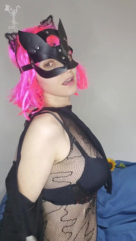 Uncover My Pleasure with My Kitty Mask and Natural Tits