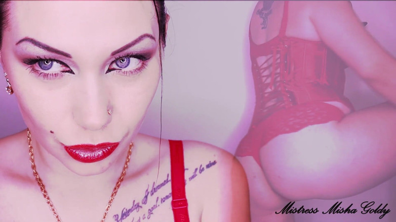 Goddess Misha Goldy: Red shiny fantasy over my mesmerizing lips and my sexy...