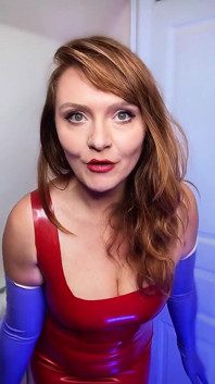 Jessica Rabbit, coaching masturbatoire : séduction sensuelle en latex rouge