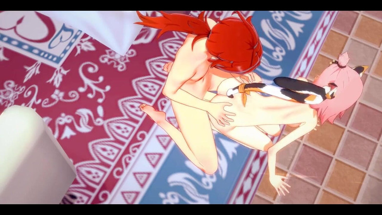 HentaiTubes: Genshin Impact Hentai - Diluc a Diona kouření a šukání zezadu s...