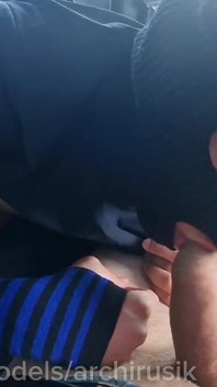 An 18-year-old Passing Teenager Sucked All the Cum Out of His Stepdad's Cock Right on the Street Near the River