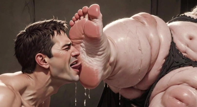 YOUR BEST FANTASY: Giant SSBBW Dominates Slave with Foot Licking - Big Feet Worship