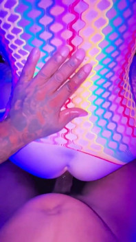 TS Diana Deelight and Jrockstar82 Sucking, Fucking and Creampie in Rainbow Stocking with Socks