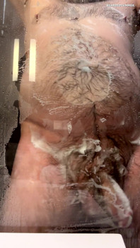 Hairy Bear Taking a Shower and Shows off Big Belly