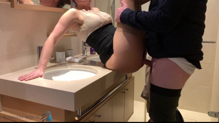 Business Bitch: Hot clerk used by supervisor in restroom