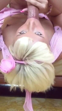 Blonde small-boobed teen likes to smoke, but she mostly prefers ass fuck and face fuck