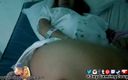 Sexy gaming couple: Asiática grávida mostrando buceta no hospital