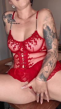 I'll Seduce You in Sexy Red Lingerie in My Dining Room
