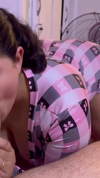 Stepmother Sucking Big Cock at Home