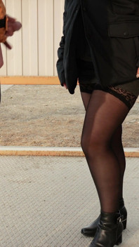 Stockings in Cum. Jerking Off at The Stop