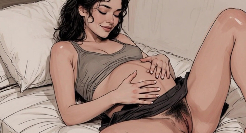 YOUR BEST FANTASY: 9 Months Pregnant Woman Masturbates Her Thick Hairy Wet Pussy
