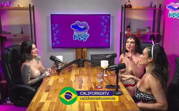 California TV: Hottest Podcast Ever: Brunette and Blonde Take off the Guest's...