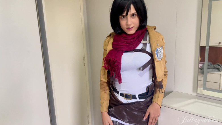 Shamelesscouple: Mikasa cosplay blowjob - dirtytalk &amp; sperma auf die zunge