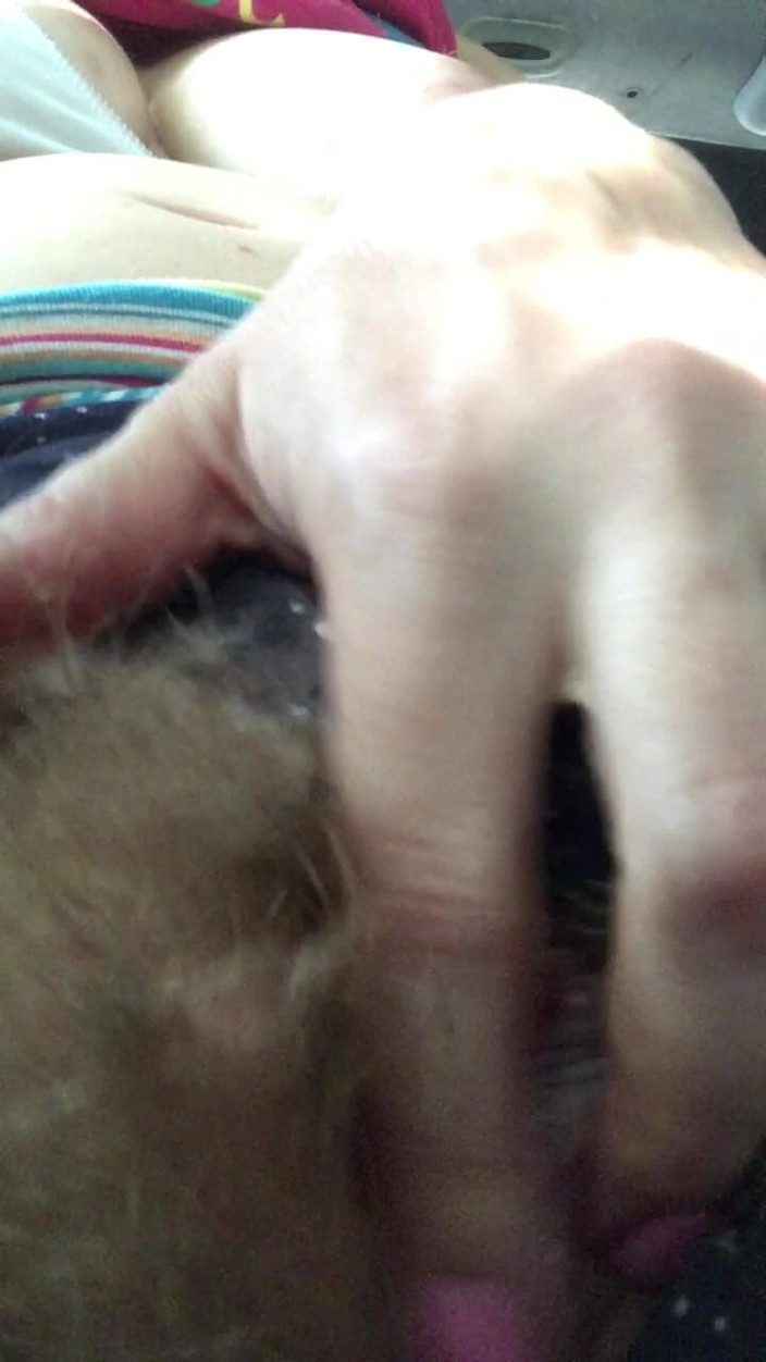 Risky Hairy Couple: Risky Masturbation and Cum in the Car