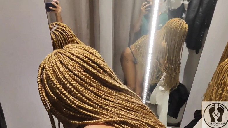 All You Can Fetish: Real Couple Fucking in Fitting Room Trying Clothes Ebony Sex.