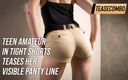 Teasecombo 4K: Una teen amatoriale in pantaloncini attillati stuzzica la sua linea...