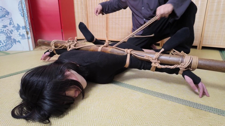 Aisan girl bondage: Xr40-a Girl in Black Stocking Is Tied to a Cross