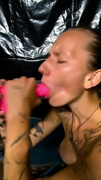 Teen Rides a Dildo Outdoors When Camping