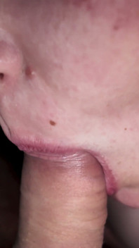 Close up Frenulum Licking Ends with Creamy Flood