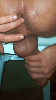 My Husband Wanted to Try a Different Kind of Cumshot, Stimulating His Hairy Asshole While Jerking off