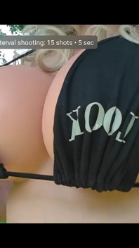 Huge Fake Tits Crossdresser in a Bikini Outside Jacking off