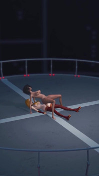 Sci-Fi výtah. Sexy holka s 3D čůrákem šuká sexy černé tranny na vesmírné stanici