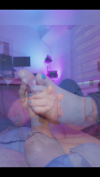 Colorful Footjob & a Big Load POV