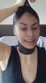 Fetisch svart trosa nylon inneslutning ansikte under min liveshow