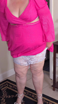 Big Ass Mature Granny in Pink Dress Flashing and Showing Her Sexy Panties for the Camera - Jerk off Encouragement - Want Cum