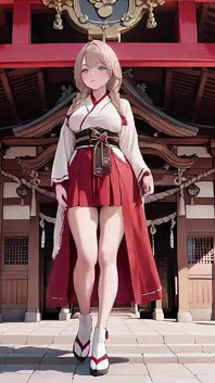 Forbidden Contrast Between Shrine & Bedroom, Wet Secrets Under Red & White Kimono.