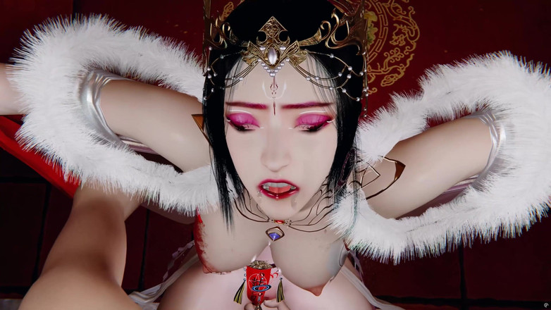 Why fuck so hard: 3 boyutlu büyük memeli seksi kostümlü kraliçe büyük yarakla sikiliyor