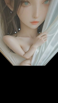 Nude Behind Cerulean Curtain