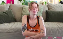 Fit Redhead with Tiny Tits Masturbates During Her Yoga Routine