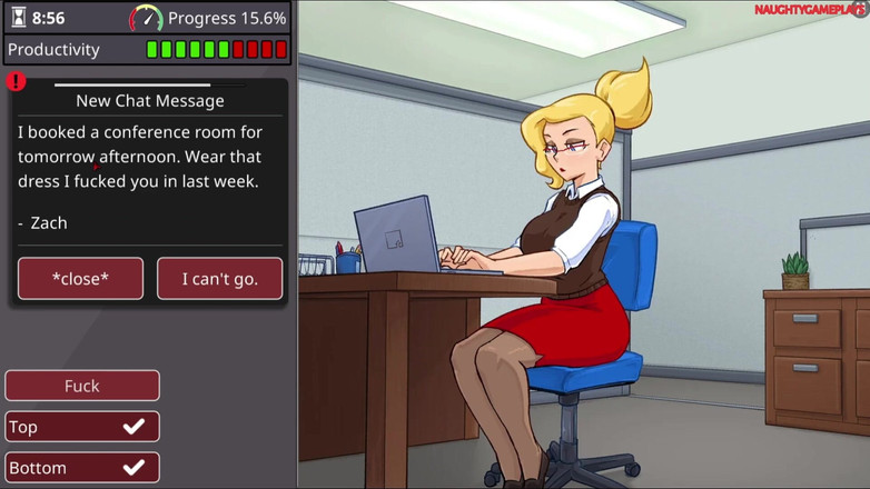 Naughty gameplays: 勉强工作 - 丰满的金发女郎在办公室里被每个人性交 - 3D色情游戏