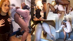 Big Ass British Student Gets Anal Fucked Hard in Fitting Room & Hotel Corridor by 2 Strangers!!!