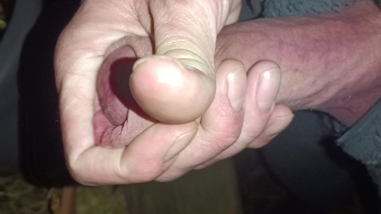 Rockardglans: Night time ao ar livre Onesie Wank, Close up Edging...