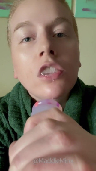 Maddie Minx productions: Ginger Milf spits and gags on giant dildo