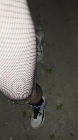 Apomit: Night walking in pantyhose close road teen boy flash no...