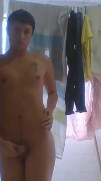 Linda, an Effeminate Man, Walks Naked Through His House and Ends up Masturbating.