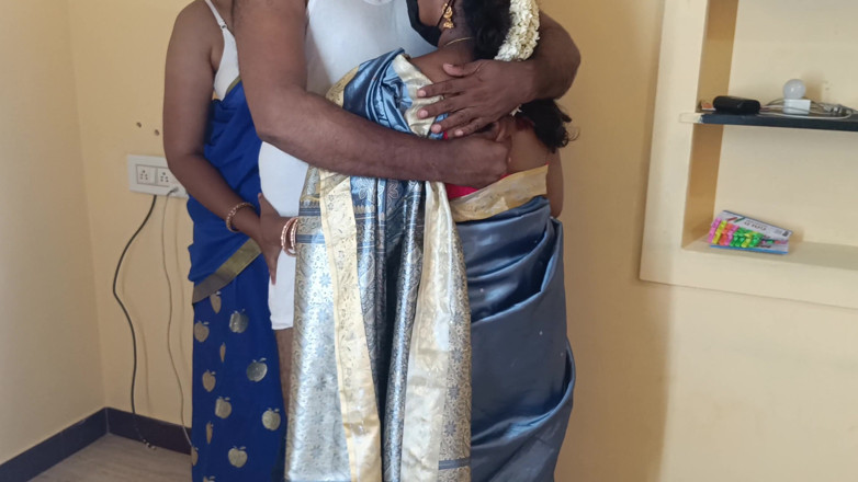 Inba: Housewife and Maid Threesome in Living Room