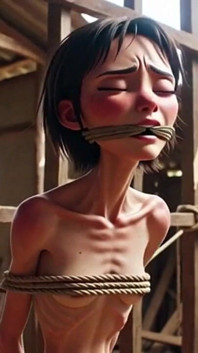 Extremely Skinny Girl in Bondage - Desperate in Brazilian Construction Site