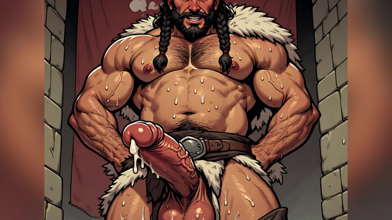 Erotic Man: Fantasy Ai Art Strongmen Cocks Out