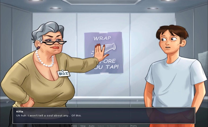 Hentai World: Musim panas Saga Stepgranny menunjukkan buah dada besar dalam lif