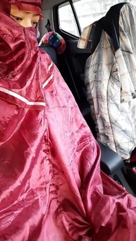 Masturbation Cum Wearing Satin Red Mukenah