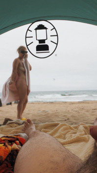 Herregud!! Min kuk visas. Slumpmässigt sex på stranden med en främling, i ett transparent tält.