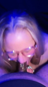 Busty Blonde Is Pleased to Give a Young Guy Sloppy Deepthroat Until She Eats Cum