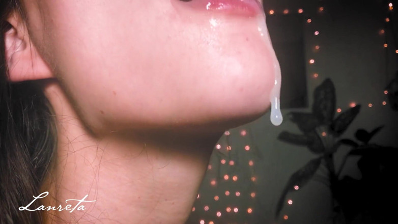 Lanreta: Begeisterter nahaufnahme blowjob mit pulsierendem sperma im mund, pulsierender schwanz
