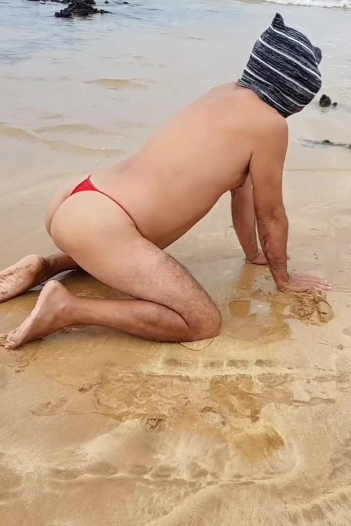 Ladysilvas: Ladysilva Crossdresser on the Beach in Panties What a Hot...